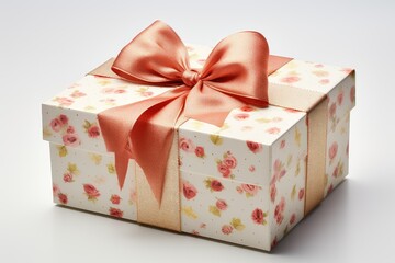 A small gift box adorned with a beautiful bow sits elegantly, emitting an aura of mystery and excitement. Generative AI