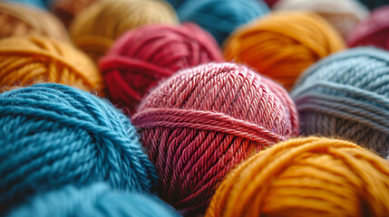 The image captures a tight close-up of numerous colorful wool skeins intertwined with fine threads and rich textures