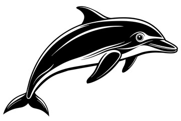 A realistic Dolphin silhouette  vector art illustration