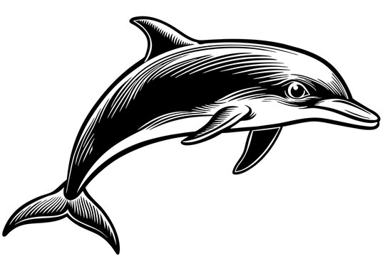 recommend clip art: A realistic Dolphin silhouette  vector art illustration
