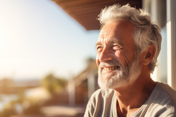 Smiling senior man enjoying the sunset