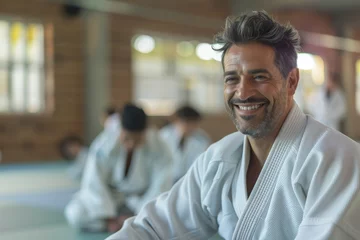 Foto op Plexiglas Relaxed and charismatic martial arts instructor smiling in the dojo © ChaoticMind