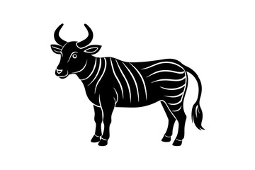 miniature zebu silhouette vector illustration