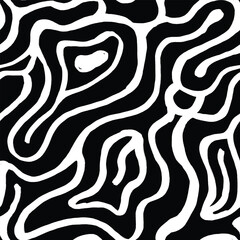 Seamless black and white illustration with a labyrinthine design