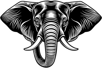 A realistic Elephant silhouette  vector art illustration