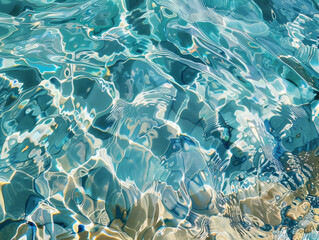 Turquoise blue water with ripples, tropical ocean.