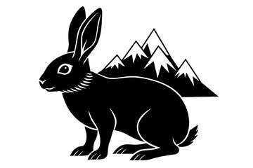 himalayan rabbit silhouette vector illustration - obrazy, fototapety, plakaty