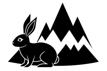 himalayan rabbit silhouette vector illustration - obrazy, fototapety, plakaty
