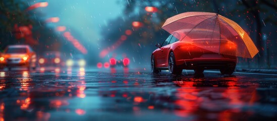 Car, umbrella and shield