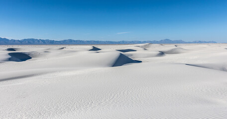 Other worldly landscape of gypsum dunes at White Sands NP.