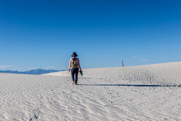 Hiking the Alkali Flats Trail at White Sands NP.