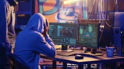 BIPOC hackers in secret headquarters targeting vulnerable unpatched connections, frustrated after...