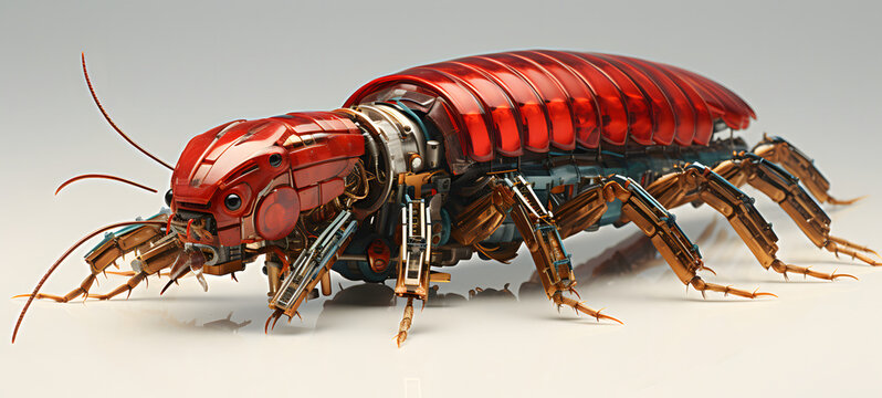 transform red centipede monster-shaped nano robot, ai generative - Powered by Adobe