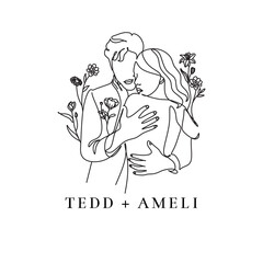 Neutral Beige Floral Couple Wedding Logo (3500 x 3500 px) - 1