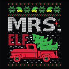 Ugly Christmas sweater and t-shirt design style. Sweater ornaments, borders for Christmas. Vector illustration file, Isolated on black background.