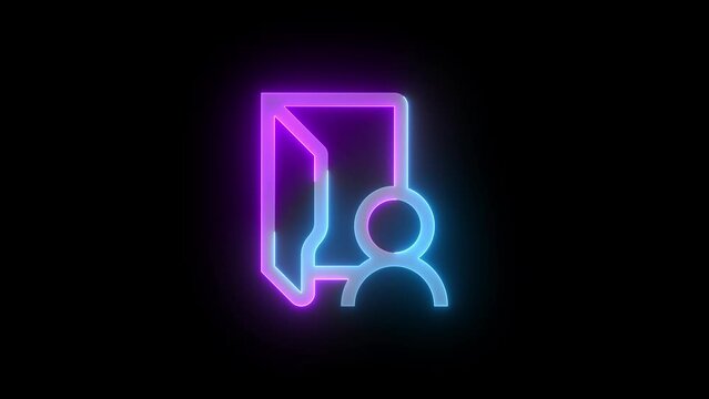 Neon personal folder icon cyan purple color glowing animation black background