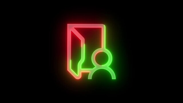 Neon personal folder icon green red color glowing animation black background
