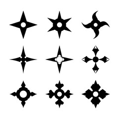 a set of Shuriken silhouettes