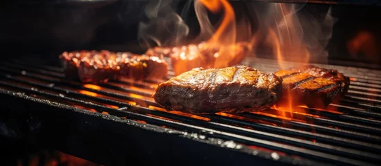  Close Up of Hot Charcoal Grill Glowing And Lit © MBRAMO