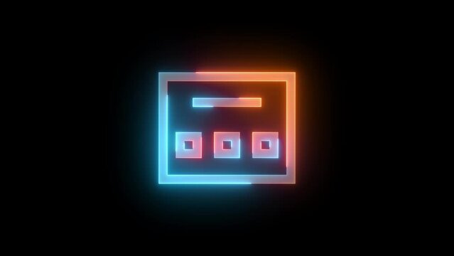 Neon square favicon icon brown cyan color glowing animation black background