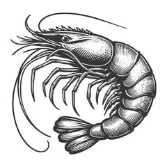 Shrimp sea animal sketch vector