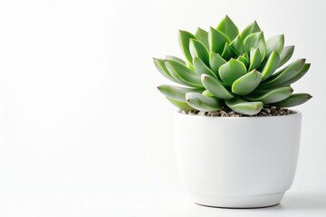 A vibrant green succulent sits in a pristine white pot, representing growth and serenity in home decor