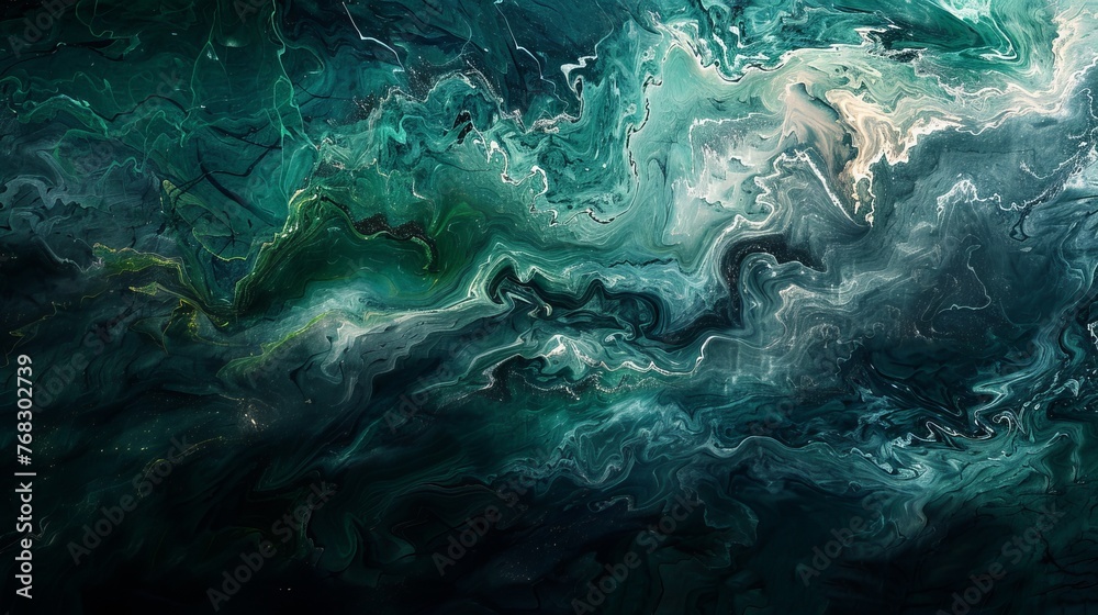 Poster mesmerizing swirls of emerald and white evoke a sense of fluidity and modern art in this abstract ma