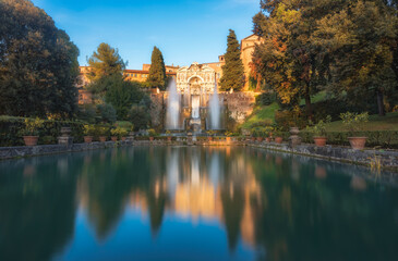 Fototapeta na wymiar Fountain of Neptune in a garden - Tivoli, Rome, Italy