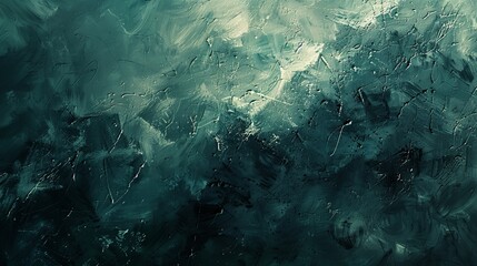 Abstract painting with deep turquoise and black textures creating a powerful visual impact - obrazy, fototapety, plakaty