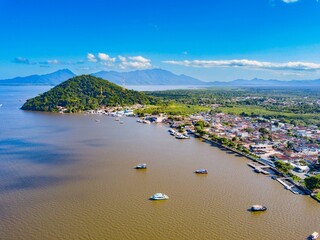 Cananéia - aerial view under the river in the city of Cananéia, SP © Jair