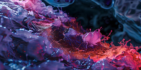 Obraz premium Colorful Abstract Ocean with Paint Splashes and Moving Smoke , Colorful Abstract Waves and Paint Splashes with Drifting Smoke ,Colorful Abstract Ocean Alive with Paint Waves and Whirling Smoke