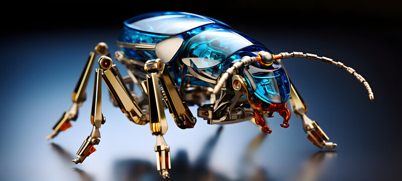 transform cockroaches-shaped nano robot, ai generative