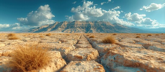 the lines of the San Andreas dome cut through dry mountain plates - Powered by Adobe