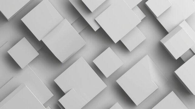 3d Illustration geometric squares shapes in light grey abstract background. AI generated image