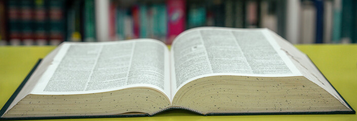 Fototapeta premium Sacred Pages: Open Bible in the Library