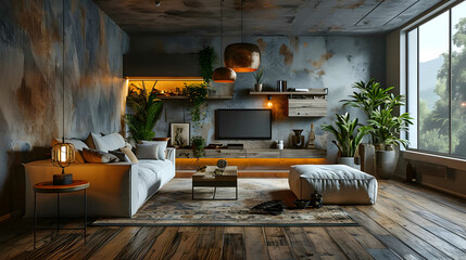 Shelf tv in modern empty room,minimal design isolated on transparent background