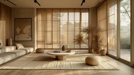 Modern Japanese-Inspired Living Room with Natural Light
