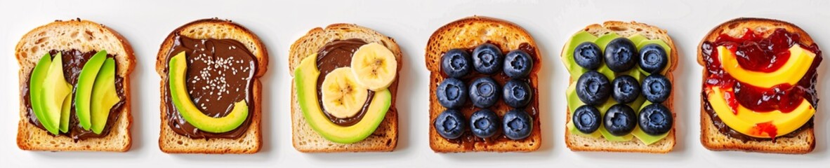 A variety of toasts with various fillings