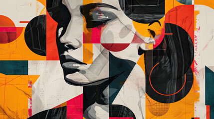 Generative AI image illustration retro Trendy paper collage composition wallpaper modern art.