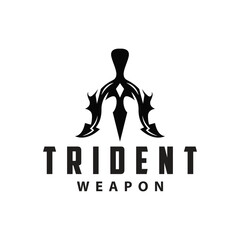 Neptune Poseidon Trident Logo, Spear Simple Vintage Template Design