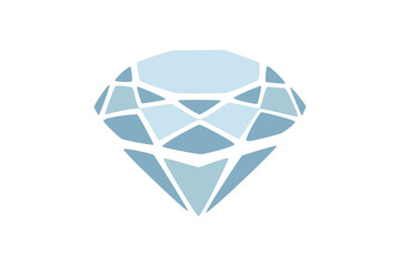 Blue diamond icon. Crystal jewel stone symbol logo in simple style. Jewellery and gemstone store banner. Doodle hand drawn vector illustration