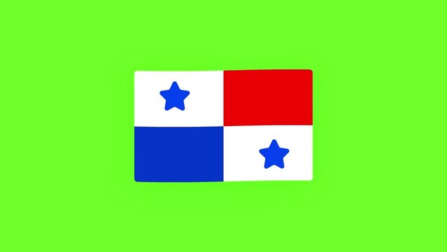 Panama Flag isolated on Green Screen background. National Panama Flag Waving Animation on green screen. 2d Motion Graphics Animation