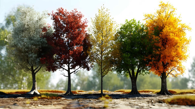 Outside trees landscaped shapes cutout backgrounds 3d render png