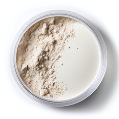 top down view of translucent setting powder isolated on white background