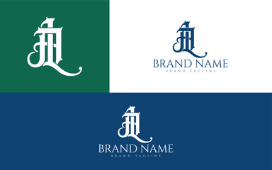 luxury interlocking AJ monogram or JA Monogram interlocking logo