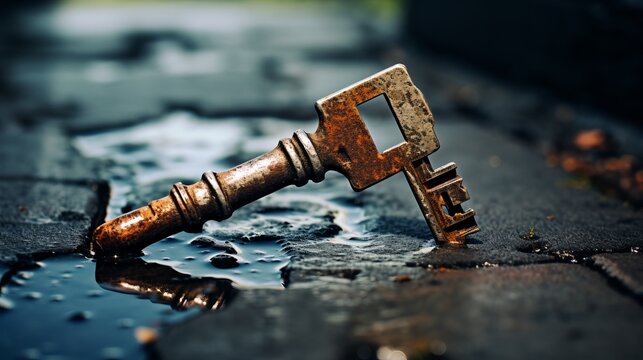 Rusted Key in Lock