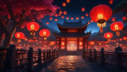 chinese lanterns at night