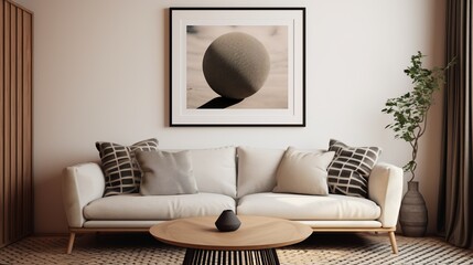 Abstract Geometric Wall Art in Contemporary Minimalist Living Room