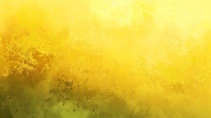 Yellow Watercolor Abstract Background with Green Accents