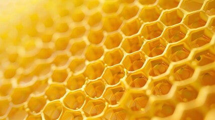 Close-up Honeycomb Cells Pattern in Yellow